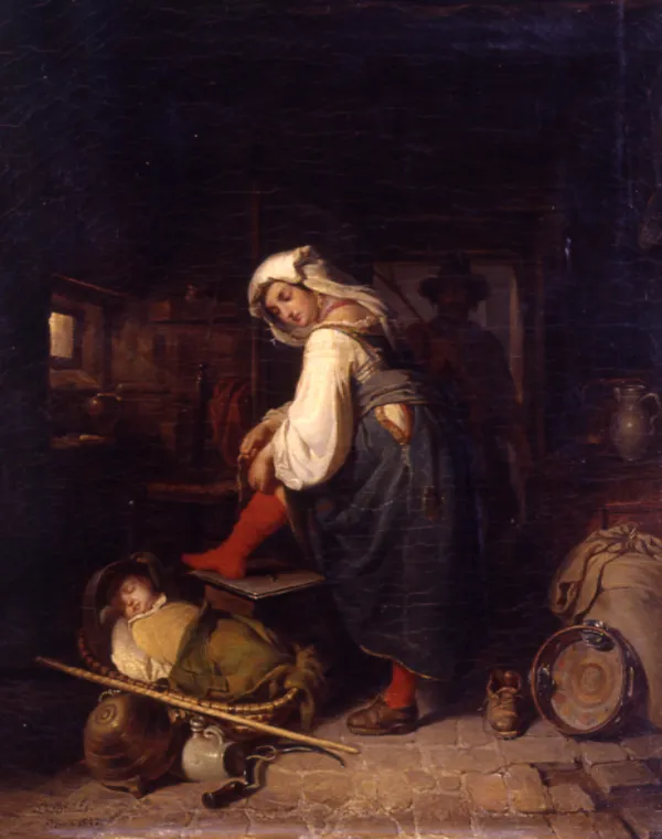 Schlafendes Baby - Louis Brüls - 1847