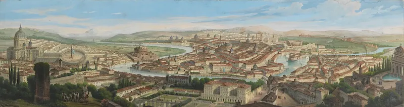 Veduta di Roma dal Gianicolo - Bossoli circa 1840
