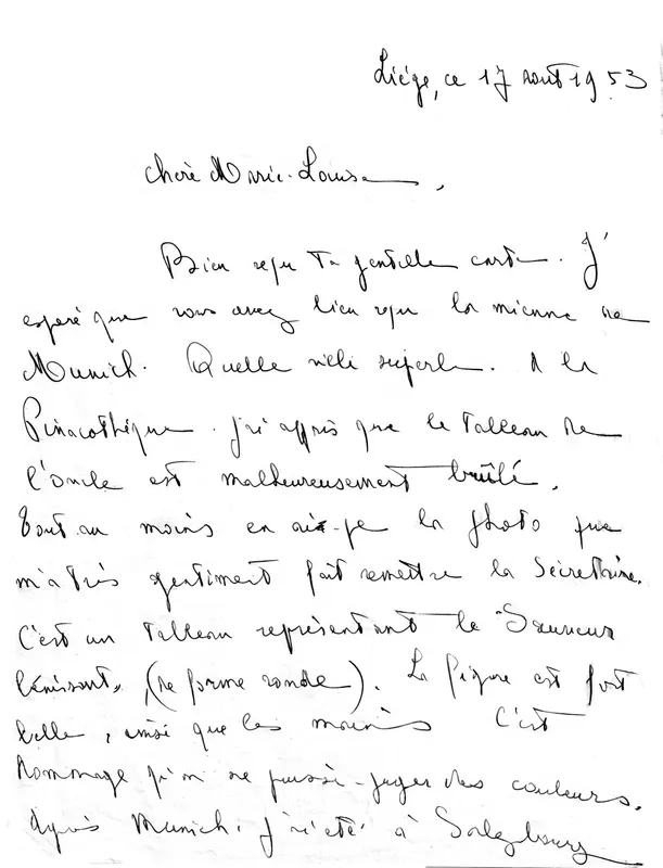 Note de Jacques Dufrasne datée du 17 août 1953