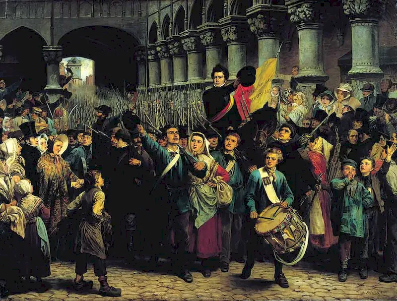 Le départ des volontaires liégeois pour Bruxelles en 1830-  Charles Soubre - 1878